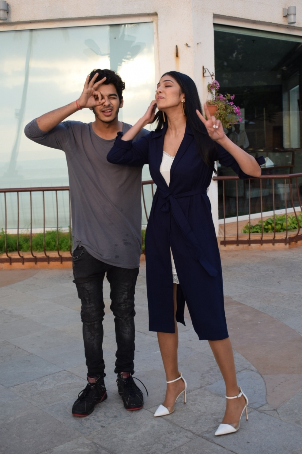 Ishaan Khatter and Malavika Mohanan pose together during Beyond The Clouds promotion in Mumbai. Ishaan Khatter and Malavika Mohanan,Ishaan Khatter,Malavika Mohanan,Beyond The Clouds,Beyond The Clouds movie,Beyond The Clouds promotion,Beyond The Clouds movie promotion,Beyond The Clouds pics,Beyond The Clouds images