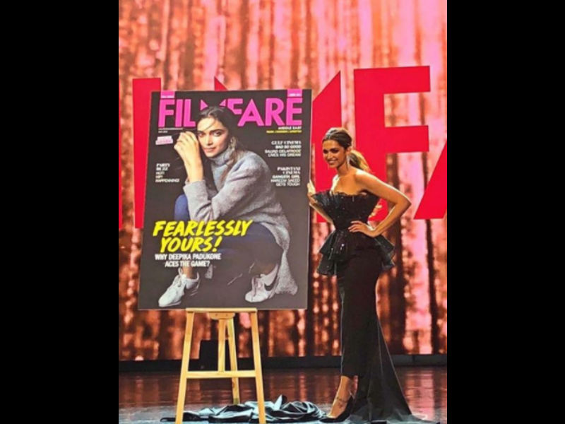 The actress took to her social media to share the cover as she unveiled it at an event yesterday. Deepika shared, "fun, fabulous, fearless, filmfare Thank You for the honour". The official handle of Filmfare shared the cover on her social media saying "filmfareme is launched and how! Deepika Padukone looked stunning at the gala night!". Deepika Padukone,actress Deepika Padukone,Deepika Padukone Filmfare,Filmfare Middle East,Deepika Padukone Filmfare pics,Deepika Padukone Filmfare images