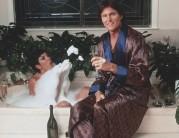 She posted a throwback photograph of Caitlyn prior to her transition from a man to a woman in 2015. In the image, Caitlyn - dressed in a silk robe - holds a glass of champagne while sitting on the edge of a bathtub where former wife Kris is appears to be nude and covered in bubbles, reports people.co.uk.