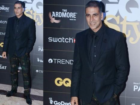 Akshay Kumar poses for the cameras on his arrival at the GQ Style Awards 2018 at Taj Lands End in Mumbai.