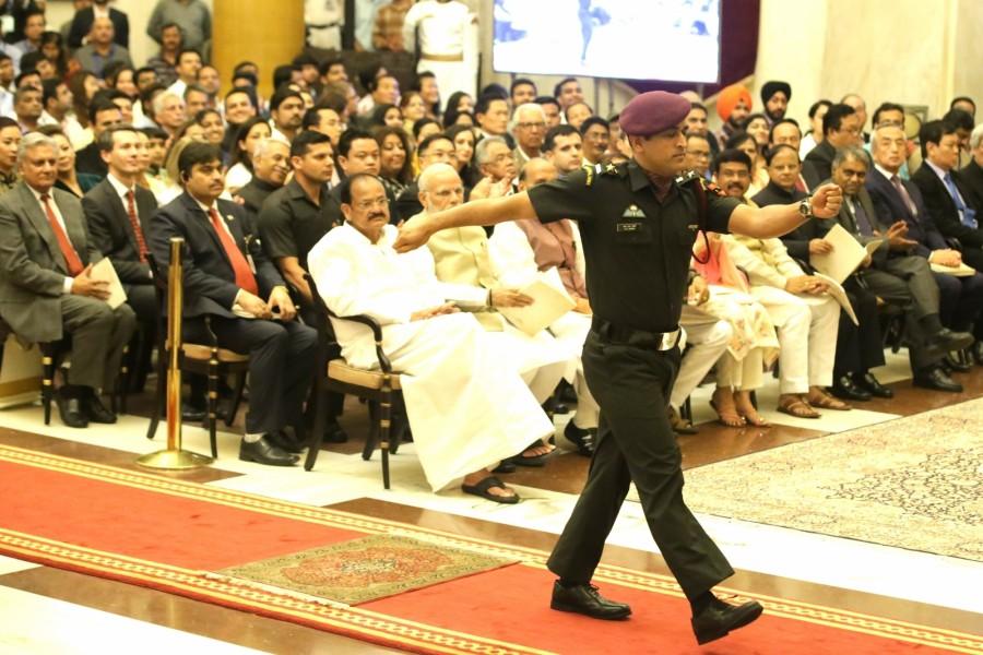 Indian cricketer MS Dhoni during a Civil Investiture Ceremony at Rashtrapati Bhavan where he was conferred with Padma Bhushan on April 2, 2018. MS Dhoni,Dhoni,MS Dhoni receives Padma Bhushan,Dhoni receives Padma Bhushan,Padma Bhushan,India World Cup,Ram Nath Kovind