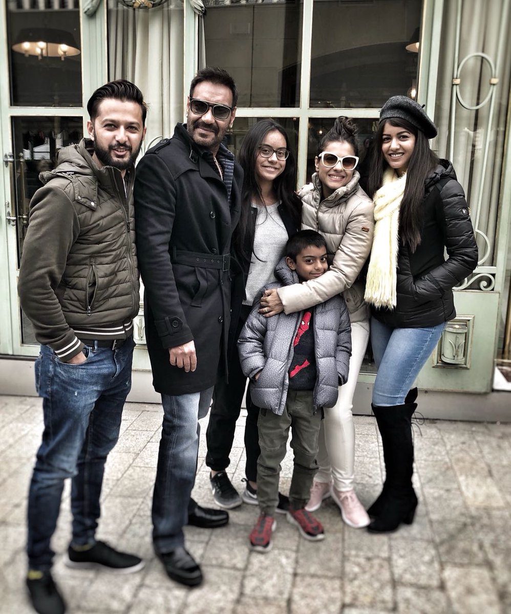 Actor Ajay Devgn celebrated his birthday here with his family and close friends. Ajay turned 49 on Monday and posted a photograph of himself along with his actress-wife Kajol and children Nysa and Yug, his "Taarzan: The Wonder Car" co-actor Vatsal Sheth and his wife Ishita Dutta. Ajay Devgn,actor Ajay Devgn,Ajay Devgn birthday celebration,Ajay Devgn birthday celebration pics,Ajay Devgn birthday celebration images,Ajay Devgn 49th Birthday,Ajay Devgn and Kajol,Kajol