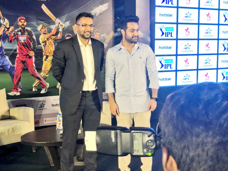 For the first time ever, Star India will broadcast the VIVO IPL 2018, in 6 languages - Hindi, English, Tamil, Kannada, Bengali and Telugu with each language having individual commentary teams. The VIVO IPL will also be beamed LIVE in these 6 languages on Hotstar. Young tiger Jr NTR,young tiger,Jr NTR,Brand ambassador Jr NTR,Jr NTR IPL ad,Jr NTR IPL 2018,Jr NTR at IPL 2018 press meet,Jr NTR at IPL 2018 press meet pics,Sunrisers Hyderabad,Sunrisers Hyderabad promotion