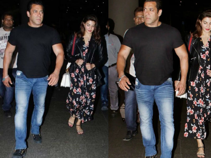 Salman Khan and Jacqueline Fernandez will once again come together after their blockbuster hit film Kick. The audience is excited to see the hit Jodi on the big screen as both will be seen sharing screen space after 4 years. Salman Khan and Jacqueline Fernandez,Salman Khan,Jacqueline Fernandez,Race 3,Race 3 team,Race 3 movie team,Race 3 at airport,Salman Khan at airport,Jacqueline Fernandez at airport