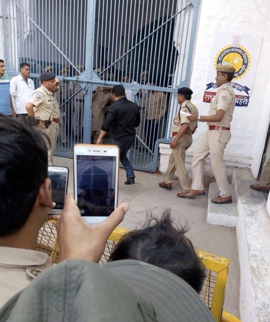 Bollywood superstar Salman Khan was sentenced to five years of imprisonment by a court here on Thursday in the 1998 blackbuck poaching case, while the other four co-accused stars -- Sonali Bendre, Saif Ali Khan, Tabu and Neelam -- were acquitted of all charges. Salman, 52, was found guilty under Section 9/51 of the Wildlife Protection Act, 1972 for killing two blackbucks, an endangered species, hunting of which is prohibited by law. The incident took place in Kankani village near Jodhpur on October 1-2, 1998, during the shooting of Bollywood film "Hum Saath Saath Hain". Salman Khan,Salman Khan reaches Jodhpur central jail,Salman Khan reaches central jail,Salman Khan at central jail,Blackbuck poaching case,salman khan Blackbuck poaching case