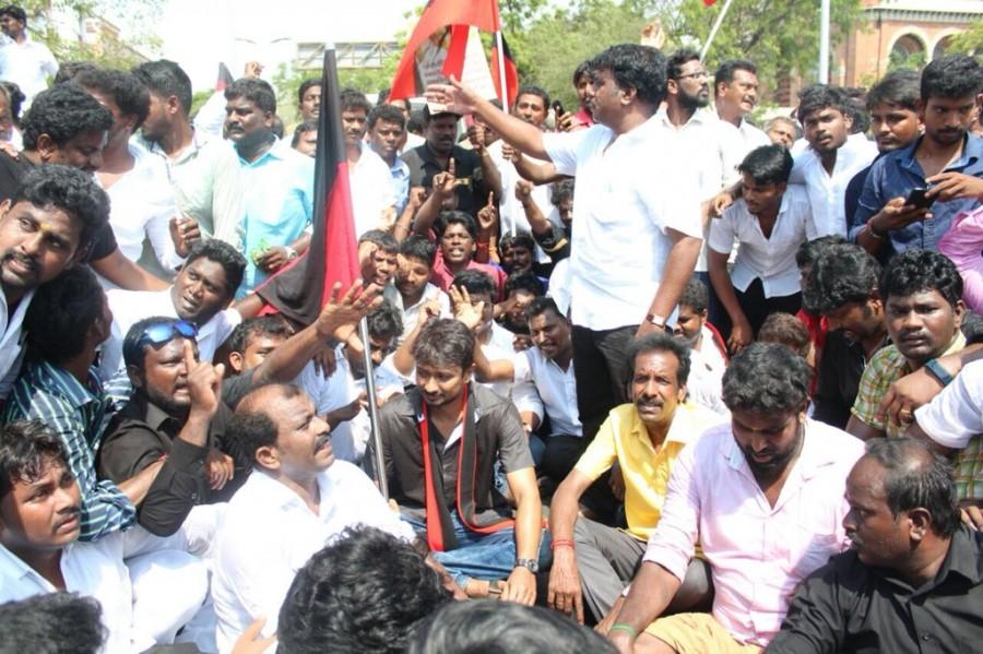 Udhayanidhi Stalin,actor Udhayanidhi Stalin,Udhayanidhi Stalin Cauvery issue,Cauvery issue,DMK protest,MK Stalin,Udhayanidhi Stalin joins TN strike,strike