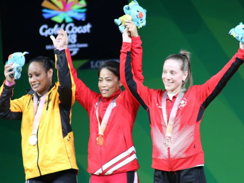 This was India's second gold at this year's CWG. Fellow Manipuri weightlifter Mirabai Chanu had won gold with spectacular record breaking attempts in the women's 48 kg on Thursday. Sanjita was by far the most dominant competitor in both snatch and clean jerk. She took the lead in the snatch with an opening attempt of 81 kilograms. Sanjita Chanu,lifter Sanjita Chanu,Sanjita Chanu wins gold,Commonwealth Games,Commonwealth Games 2018,21st Commonwealth Games