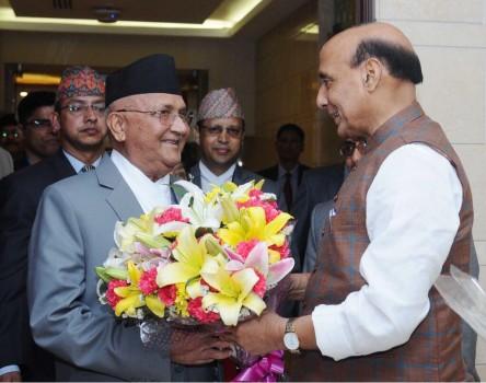 Nepal Prime Minister K.P. Oli arrived here on Friday on a three-day visit -- his first foreign trip after he returned to power in February for a second time. Oli and his wife Radika Shakya were received by Union Home Minister Rajnath Singh at the airport here. Oli's first foreign visit to India after taking charge as Nepal Prime Minister keeps up with the tradition of India-Nepal ties that have of late been strained. He is scheduled to have talks with Prime Minister Narendra Modi and also hold delegation-level talks on Saturday.