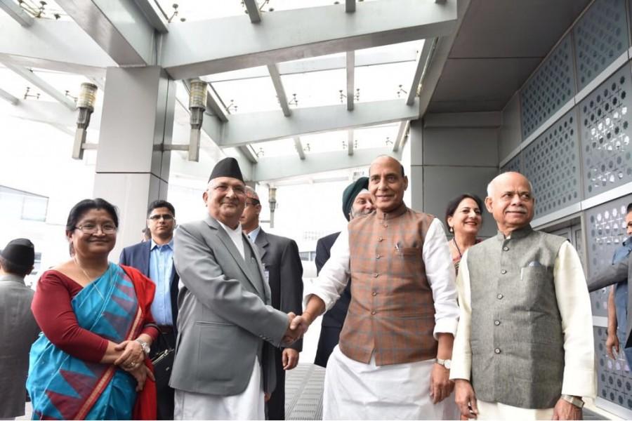 The two sides are expected to sign pacts related to agriculture, research and development, education and training, exploring the possibility of inland water navigation upto Indian ports from Nepal, and expansion of Indian rail up to Kathmandu between the two countries. In the evening, Oli will meet Prime Minister Modi and is expected to take up various issues including the early execution of India funded projects in Nepal, implementation of the Mahakali Treaty, which pertains to sharing water of a river by the same name, and construction of integrated check-posts. Nepal PM KP Sharma Oli,KP Sharma Oli,KP Sharma Oli in India,Nepal PM in Delhi,Radika Shakya,Union Home Minister Rajnath Singh,Rajnath Singh