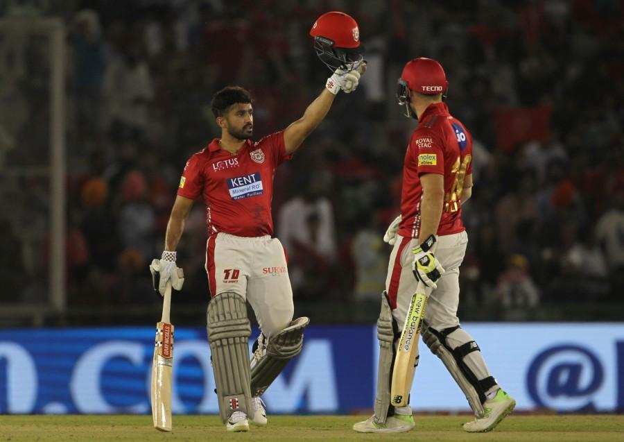 Opener Lokesh Rahul's (51) fastest fifty in the Indian Premier League (IPL) history and Karun Nair's explosive fifty helped Kings XI Punjab beat Delhi Daredevils by six wickets in the second match here on Sunday. Chasing modest target 167, Rahul slamming 50 of just 14 balls, gave a flying start to his team before being dismissed for 51 off Trent Boult in the fourth over after Mayank Agarwal (7) fell cheaply. In the first over, Rahul smashed Boult for 16 runs. Kings XI Punjab beat Delhi Daredevils,Kings XI Punjab,Delhi Daredevils,Lokesh Rahul,Karun Nair,IPL 2018,IPL 2018 pics,IPL 2018 images
