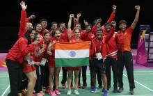 India's mixed badminton team put up a commanding show to clinch its maiden gold medal, defeating three-time defending champions Malaysia 3-1 in the final of the event at the 21st Commonwealth Games (CWG) here on Monday. Kidambi Srikanth, Saina Nehwal and the mixed doubles pair of Satwiksairaj Rankireddy and Ashwini Ponnappa all won a match each to guide India power past Lee Chong Wei-spearheaded Malaysia which was winning gold since the 2006 CWG.