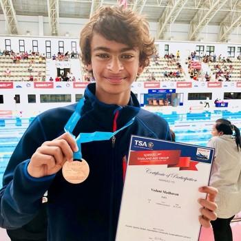 Actor R. Madhavan's 12-year-old son won a bronze medal for India in the 1500 meter freestyle at the Thailand Age Group Swimming Championship 2018. Madhavan announced the news on Instagram on Monday. 
