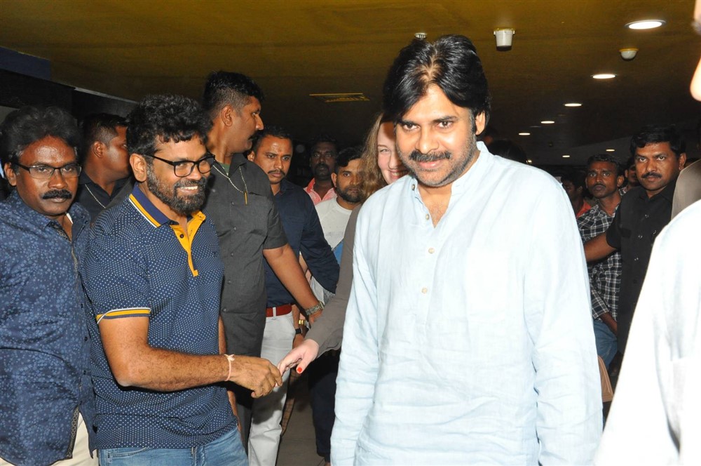 Actor Pawan Kalyan arrives to watch Rangasthalam movie with family. Pawan Kalyan,actor Pawan Kalyan,Pawan Kalyan watches Rangasthalam,Rangasthalam,Rangasthalam movie,Ram Charan,Pawan Kalyan with family