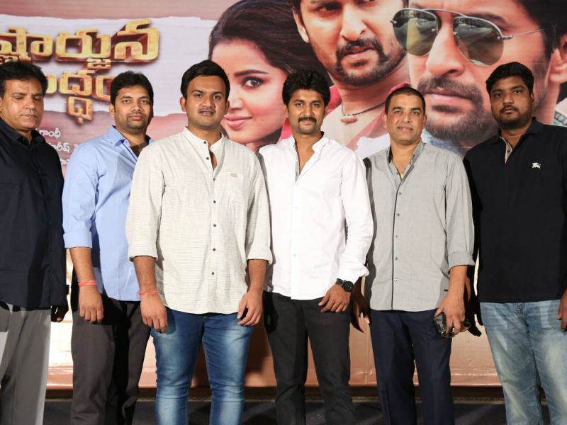 Telugu movie Krishnarjuna Yudham press meet event held at Hyderabad. Celebs like Nani, Merlapaka Gandhi, Dil Raju, Sahu Garapati, Harish Peddi and others graced the event. Krishnarjuna Yudham press meet,Krishnarjuna Yudham,Nani,Merlapaka Gandhi,Nani at Krishnarjuna Yudham press meet,Krishnarjuna Yudham press meet pics,Krishnarjuna Yudham press meet images,Dil Raju