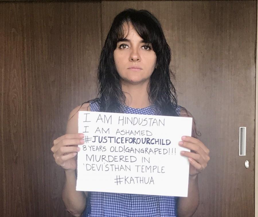 Shruti Seth said: I am Hindustan. I am ashamed. justice for our child 8 years old! GANGRAPED!!! MURDERED in ‘devi’sthan TEMPLE Gul Panag,Danish Aslam,Mini Mathur,Justice for Aasifa,Kathua rape victim,Kathua rape,Bollywood celebrities on Kathua rape case,Kathua rape and murder case