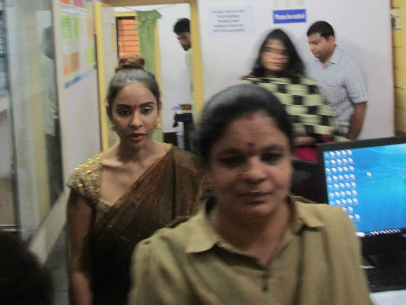 South Indian actress Sri Reddy submits a complain to Himayunager police station in Hyderabad on April 14, 2018. Sri Reddy,actress Sri Reddy,sri reddy controversy,sri reddy leaks,sri reddy sexual exploitation,sri reddy nude,sri reddy stripped,sri reddy protest