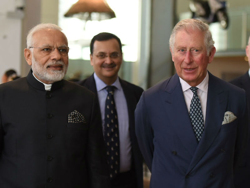 Prime Minister Narendra Modi visits science museum with Prince Charles to view an exhibition on 5000 years of Science and Innovation, in London on April 18, 2018. PM Narendra Modi,Narendra Modi,Modi meets Prince Charles,Prince Charles,Modi in London,PM Modi in London