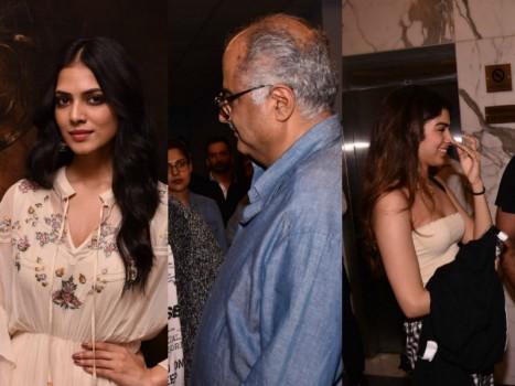 Bollywood movie Beyond the Clouds special screening held in Mumbai on April 18, 2018. From Left to right Malavika Mohanan, Boney Kapoor and Sridevi's daughter Khushi Kapoor graced the event. Check out the above slideshow to see the photos of celebs like Ishaan Khatter, Filmmaker Shashank Khaitan, Girish Kumar, Jhanvi Kapoor, R. Balki, Gauri Shinde, Rajesh Khattar, Ramesh Sippy, Kiran Juneja, Satish Kaushik and others who were also seen at the special screening.