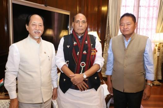 Nagaland Chief Minister Neiphiu Rio called on the Union Home Minister Rajnath Singh here on Thursday and discussed issues related to development as well as support for improvement of police infrastructure in the state, an official statement said. 