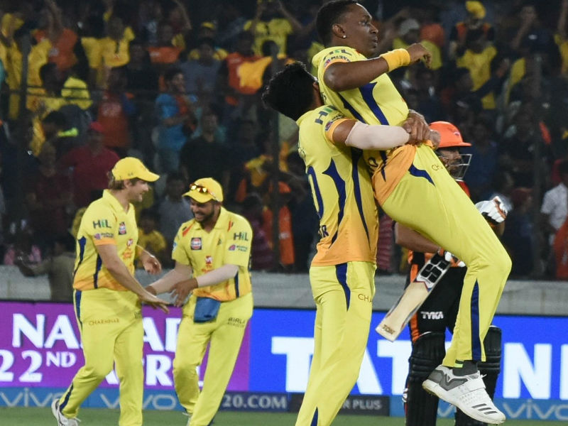 Chennai Super Kings (CSK) pipped Sunrisers Hyderabad by four runs at the Rajiv Gandhi International Stadium here on Sunday to return to the top of the Indian Premier League (IPL) table. Chasing a challenging 183-run target, Hyderabad skipper Kane Williamson (84) and Yusuf Pathan (45 off 27) put up a good fight but fell short. SRH were off to a disastrous start losing three wickets for just 22 runs in 4.2 overs. Young medium pacer Deepak Chahar gave the early jolts to the hosts after bagging the wickets of opener Ricky Bhui (0), Manish Pandey (0) and Deepak Hooda (1). Chennai Super Kings,Chennai Super Kings beats Sunrisers Hyderabad,CSK beats Hyderabad,MS Dhoni,Indian Premier League,Indian Premier League 2018,IPL 2018