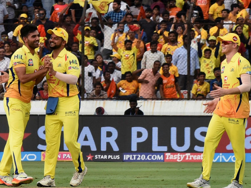 Just when it was anybody's game, pacer Shardul Thakur sent back a dangerous Pathan in the 19th over. Incoming batter Rashid Khan then slammed a four-ball 17 to make the game more interesting but the hosts failed to cross the line by four runs. For Chennai, Chahar was the pick of the bowlers after bagging three wickets and conceding just 15 runs. Thakur, Sharma and Bravo took a wicket apiece. Chennai Super Kings,Chennai Super Kings beats Sunrisers Hyderabad,CSK beats Hyderabad,MS Dhoni,Indian Premier League,Indian Premier League 2018,IPL 2018