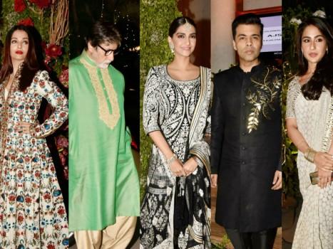 After Saudamini Mattu tied the knot with Delhi-based architect Siddharth Bhandari last week, the family hosted a grand reception in Juhu. From Left to right: Aishwarya Rai Bachchan, Amitabh Bachchan, Sonam Kapoor, Karan Johar and Sara Ali Khan attended the wedding reception ceremony. Check out the above slideshow to see the photos of celebs like Jaya Bhaduri Bachchan, Asha Parekh, Bhavna Pandey, Maheep Sandhu, Bhumi Pednekar, Dimple Kapadia, Kahkashan Patel, Neetu Singh, Pooja Deora, Aarti Shetty, Rakshanda Khan, Reema Jain, Romesh Sharma, Sujata Sharma, Sandeep Khosla, Abu Jani, Shrishti Behl, Sonali Bendre, Tabu, Shweta Bachchan-Nanda, Sikandar Kher, Sunita Kapoor, Twinkle Khanna and several other Bollywood celebrities attended the wedding reception.
