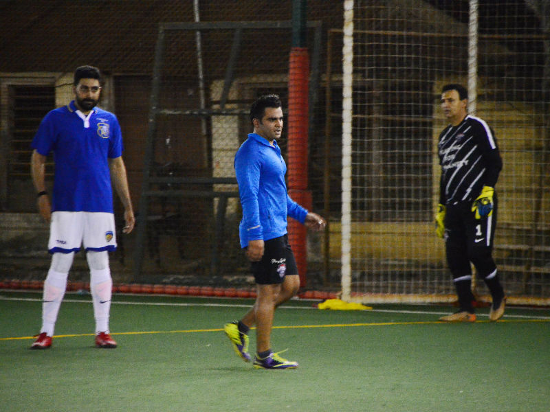 Sachiin J Joshi and Abhishek Bacchan playing football for Charity purpose in Bandra, Mumbai on April 19, 2018. Sachiin Joshi and Abhishek Bachchan,Sachiin Joshi,Abhishek Bachchan,Abhishek Bachchan playing soccer,Abhishek Bachchan playing football,All Stars Football Club,All Stars Football Club pics,All Stars Football Club images