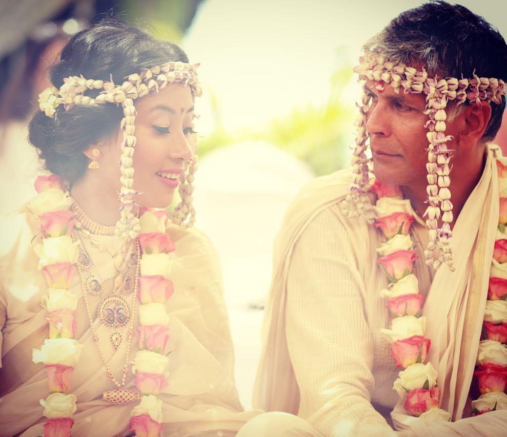 The wedding ceremony of actor Milind Soman and Ankita Konwar was a private affair and it was attended by the couple family members and close friends. Milind Soman,Milind Soman weds Ankita Konwar,Milind Soman and Ankita Konwar,Milind Soman and Ankita Konwar wedding,Milind Soman and Ankita Konwar wedding pics,Milind Soman wedding pics,Milind Soman wedding images