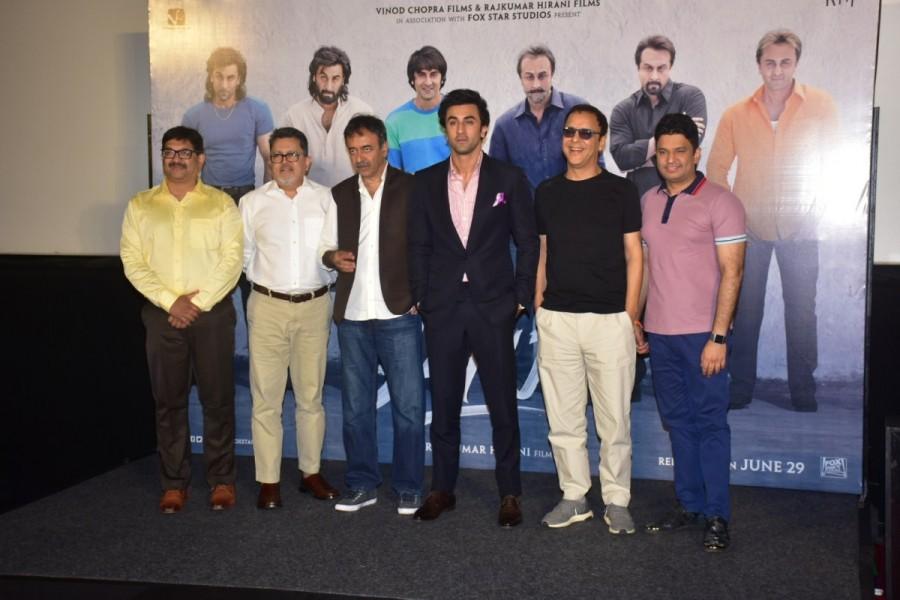 The teaser of the highly awaited film 'Sanju' has finally been unveiled today at a venue in the suburbs of western Mumbai. Ranbir Kapoor, Director Rajkumar Hirani, Producer Vidhu Vinod Chopra, Fox Star Studios CEO Vijay Singh, Bhushan Kumar and writer Abhijat Joshi were present at the teaser launch. The teaser of the Sanju showcases Ranbir Kapoor seamlessly slip into the skin of his character. Also, the teaser makes you pleasantly surprised as there is a very strong resemblance between Ranbir Kapoor and Sanjay Dutt which is hard to ignore. Ranbir Kapoor,Rajkumar Hirani,Vidhu Vinod Chopra,Sanju,Sanju teaser launch,Sanju teaser,Sanju movie teaser