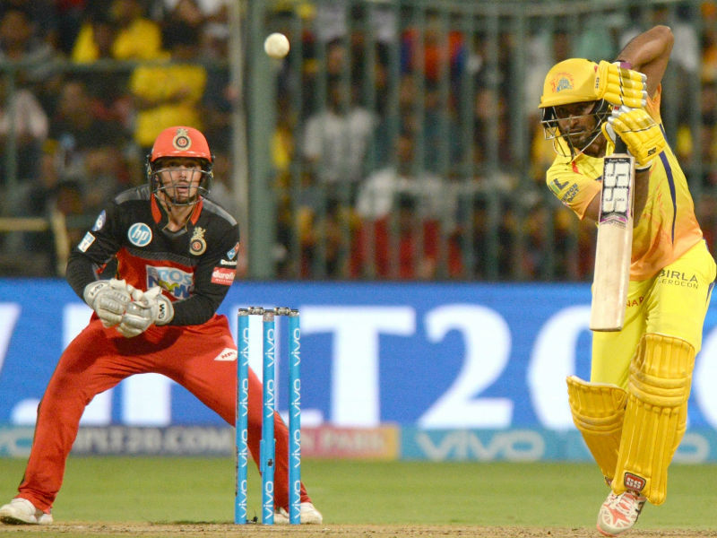 But the visitors wouldn't have imagined what was coming their way, as de Villiers started off by clobbering Harbhajan Singh for two consecutive sixes before launching left-arm spinner Jadeja to the skies. Such was the dominance from the former Proteas skipper that the hosts raced to 87/1 midway into the innings, with both de Villiers and de Kock nearing their respective fifties. Despite being overshadowed by his senior partner, the southpaw brought up his half century in style, tonking Shane Watson for a six over deep mid-wicket. Chennai Super Kings,Royal Challengers Bangalore,Chennai Super Kings vs Royal Challengers Bangalore,CSK beats RCB,IPL 2018,IPL,Indian Premier League,Indian Premier League 2018,Indian Premier League pics,Indian Premier League images
