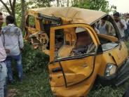 Thirteen school children were killed and six others seriously injured on Thursday when a train hit their van at an unmanned railway crossing in Uttar Pradesh's Kushinagar. The incident took place at the Dudhi Behpurva gate at 7.10 a.m. when the children were headed to the Divine Public School. The injured were rushed to Pandrauna Hospital, which is 30 km from the accident site. The train was on its way to Gorakhpur from Siwan.