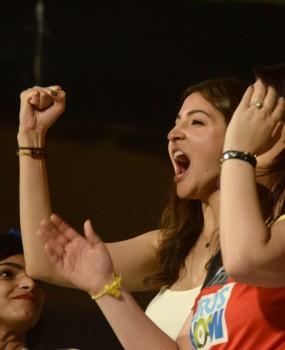 Bollywood film actress Anushka Sharma, who is busy shooting for her next movie, was also spotted at M. Chinnaswamy stadium in Bengaluru to cheer for his husband Virat Kohli during an IPL 2018 match Royal Challengers Bangalore and Chennai Super Kings in Bengaluru on April 25, 2018. Mahendra Singh Dhoni (70 not out off 34 deliveries) and Ambati Rayudu's 53-ball 83 helped Chennai Super Kings (CSK) register a thumping five-wicket win over Royal Challengers Bangalore (RCB) here on Wednesday to return to the top spot of the Indian Premier League (IPL).