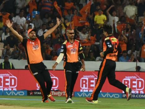 Spin twins Rashid Khan and Shakib Al Hasan shared five wickets between them to help Sunrisers Hyderabad defend a meagre 132 against Kings XI Punjab by 13 runs in a nail-biting Indian Premier League (IPL) clash as the Orange Army vaulted to the No.2 spot in the points table. Demoted to No.3, Kings XI Punjab squandered a watchful 55-run opening start from Chris Gayle and Lokesh Rahul before falling apart, as Rashid (3/19) and Shakib (2/18) triggered a batting collapse to see the team home amid thunderous applause from the vociferous crowd at the Rajiv Gandhi International Stadium here on Thursday. While Gayle (23 off 22 balls; 4x1, 6x2) started with a thunderous six over off-spinner Mohammad Nabi's head before going into a shell, Rahul (32 off 26; 4x4, 6x1) sent the Afghan tweaker to the cleaners on three consecutive occasions to outscore his West Indian opening partner.
