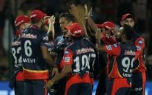 Captain Shreyas Iyer and stumper Rishabh Pant struck rollicking half centuries to keep Delhi Daredevils' play-off hopes alive in the Indian Premier League (IPL) after the hosts pipped Rajasthan Royals by four runs by D/L method in a rain-truncated clash at the Ferozshah Kotla here on Thursday. With sporadic rain affecting the proceedings in the first innings, Rajasthan's target was curtailed to 151 from 12 overs and the visitors were very much in the chase, thanks to a stroke-filled 26-ball 67 from opener Jos Buttler. Pacer Trent Boult pulled back things for the home side with a couple of wickets and a brilliant last over where he defended 15 runs as Delhi rose one spot to the No.7 in the points table.