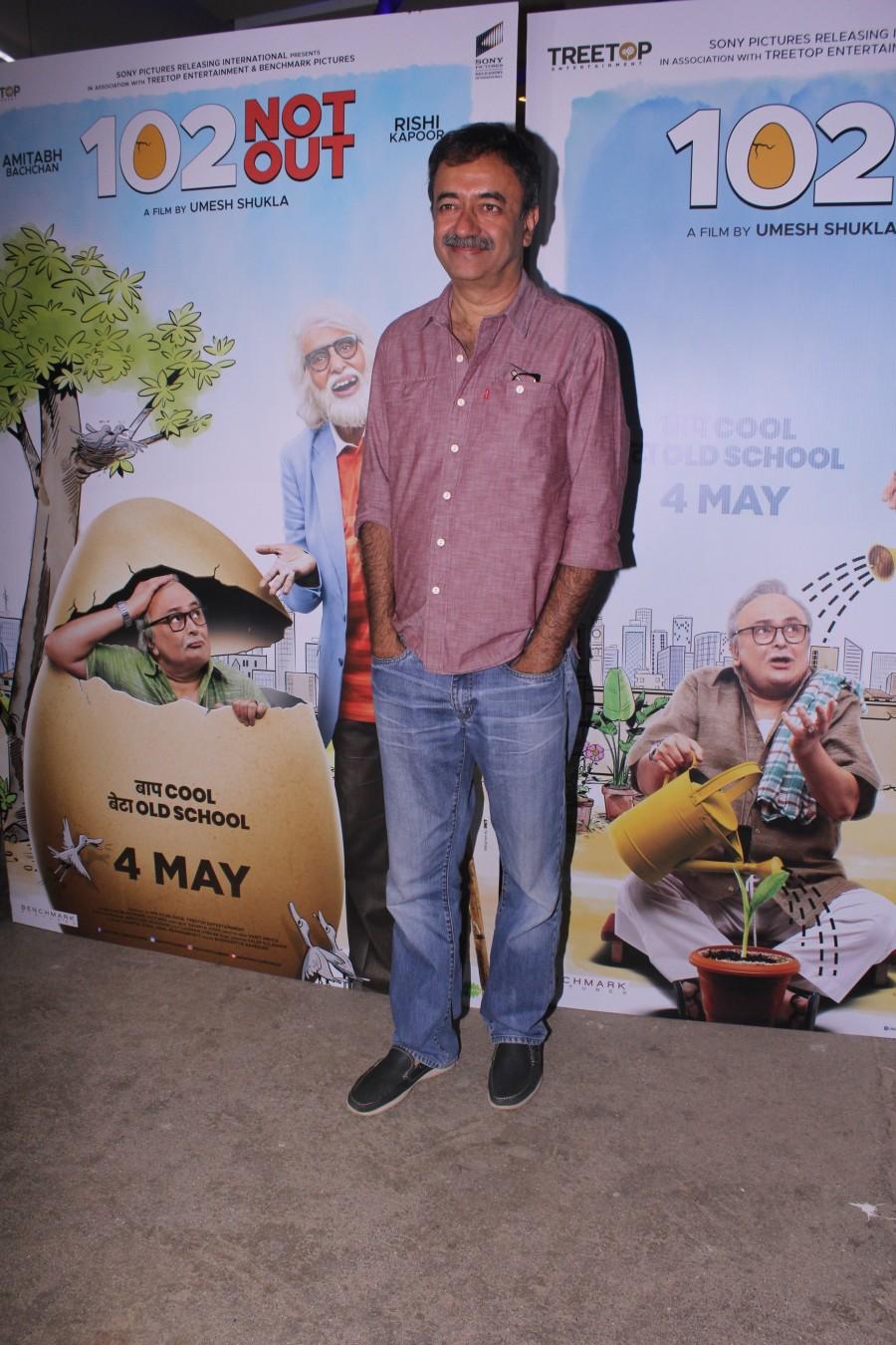 Rajkumar Hirani poses for photographers on his arrival at 102 Not Out special screening in Mumbai. Amitabh Bachchan and Rishi Kapoor,Amitabh Bachchan,Rishi Kapoor,Abhishek Bachchan,Aishwarya Rai,Ranbir Kapoor,Taapsee Pannu,102 Not Out,102 Not Out special screening,102 Not Out special screening pics,102 Not Out special screening images,102 Not Out pics
