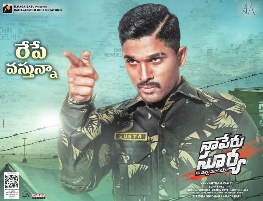 Allu Arjun,Anu Emmanuel,Arjun Sarja,Sarath Kumar,Naa Peru Surya movie poster,Naa Peru Surya poster,Naa Peru Surya,Naa Peru Surya Naa Illu India,Naa Peru Surya wallpaper