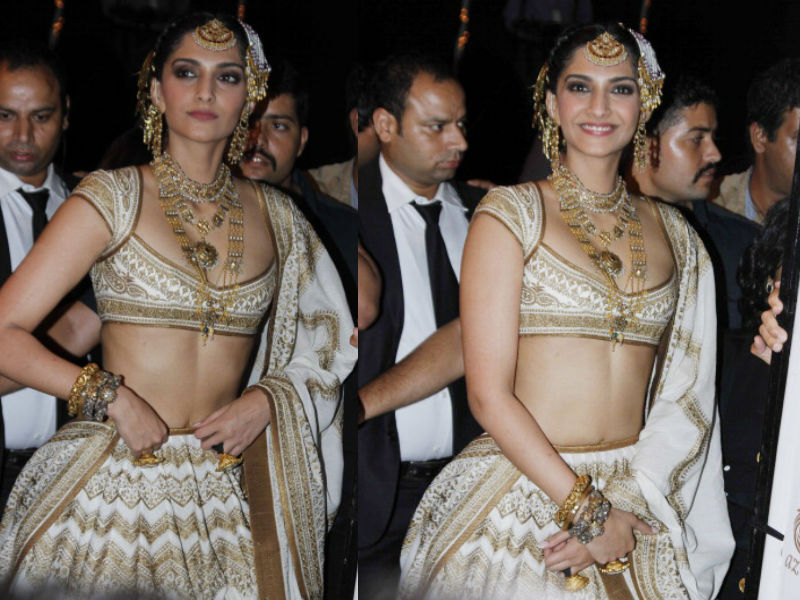 11) Bollywood actor Sonam Kapoor shows a creation by Indian fashion designer Rohit Bal during the Indian Bridal Fashion Week 2013 held at The Grand on July 26, 2013 in New Delhi, India. Sonam Kapoor wedding,Sonam Kapoor marriage,Veere Di Wedding actress,Sonam Kapoor bride,Sonam Kapoor bride look,Sonam Kapoor bride look pics,Sonam Kapoor bride look images,sonam kapoor anand ahuja,Sonam Kapoor wedding pics,Sonam Kapoor wedding images,Sonam