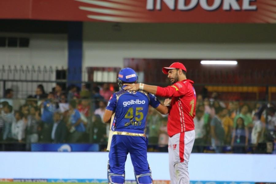 The self-proclaimed "Universe Boss" slammed his 24th IPL fifty, decorated with six boundaries and couple of sixes. Put in to bat, Punjab were off to a decent beginning as the openers took Punjab past the 50-run mark in 6.1 overs. Mumbai's find of the tournament Mayank Markande came up with the first breakthrough after dismissing Rahul in the seventh over with the scoreboard reading 54 runs. Gayle was then joined by veteran Yuvraj Singh and the duo stitched a 34-run partnership for the second wicket before pacer Ben Cutting ended the Caribbean southpaw's innings in the 12th over. Mumbai Indians beat Kings XI Punjab,Mumbai Indians,Kings XI Punjab,Indian Premier League,Indian Premier League 2018,IPL 2018,IPL 2018 pics,IPL 2018 images