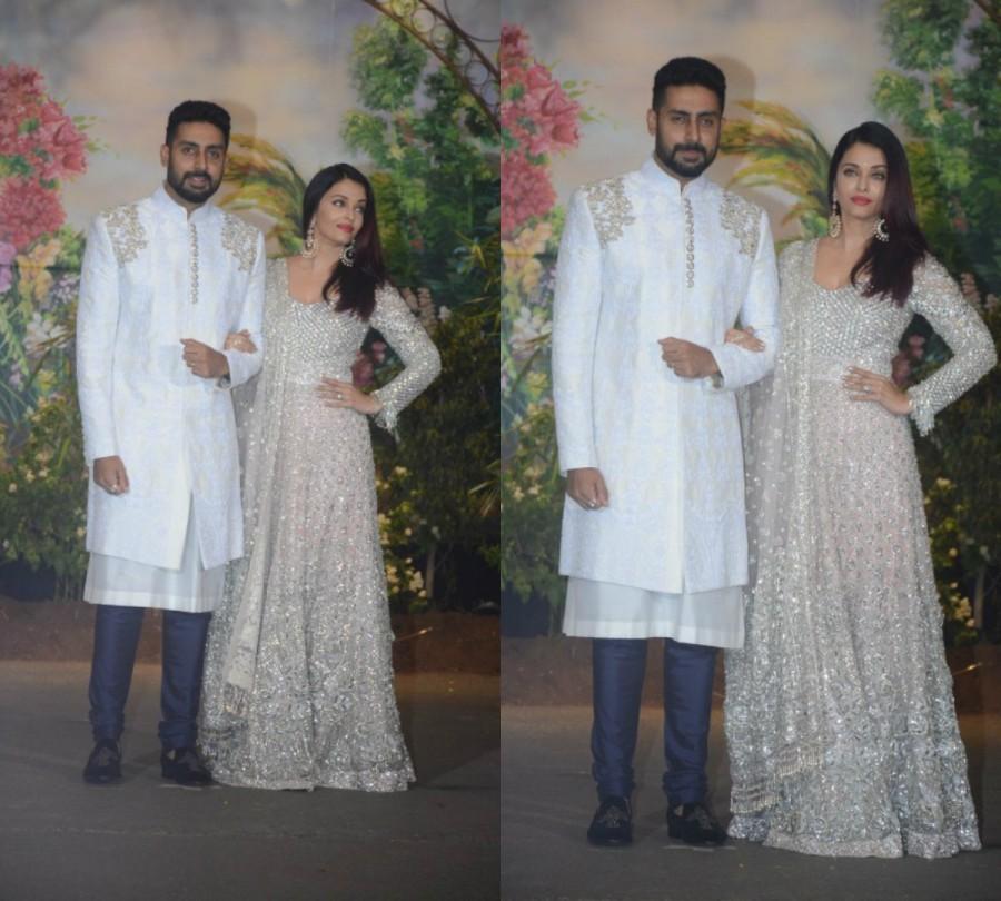 Aishwarya Rai Bachchan and Abhishek Bachchan at Sonam Kapoor-Anand Ahuja's wedding reception. Sonam Kapoor,Sonam Kapoor and Anand Ahuja,Sonam Kapoor and Anand Ahuja wedding reception,Sonam Kapoor and Anand Ahuja wedding reception pics,Sonam Kapoor wedding reception,Sonam Kapoor wedding reception pics