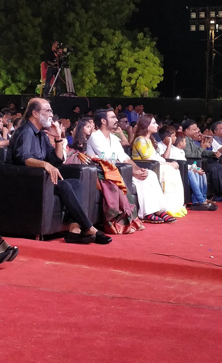 Rajinikanth, Dhanush at Kaala audio launch in Chennai. Rajinikanth,Superstar Rajinikanth,Kaala audio launch,Kaala audio launch pics,Kaala audio launch images,Kaala music launch,Kaala music launch pics,Dhivya Dharshini,Celebs at Kaala audio launch