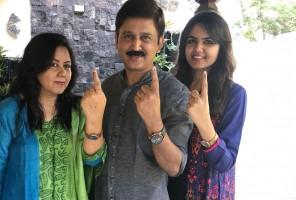 Harshika Poonacha,Pranitha Subhash,Rahul Dravid,Upendra,Ramesh,Srujan Lokesh,Karnataka Assembly Election 2018,Karnataka Assembly Election,celebs votes for Karnataka Assembly Election 2018,celebs votes for Karnataka Assembly Election