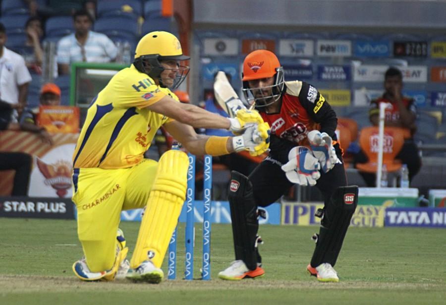 His dismissal saw Williamson joining Dhawan in the middle as the duo slowly and steadily started building Hyderabad's innings, taking their side past the 50-run mark in 8.3 overs. After managing to put just 62 runs on board in the first ten overs, the Hyderabad batsman switched gears to accumulate 38 runs off the next three overs to touch the three-figure mark. Meanwhile, Dhawan also bought his fifty off 38 deliveries. The duo then went on to add another 41 runs off the next three overs to inch towards a fighting total. With Chennai struggling to break the partnership, it was Dwayne Bravo who came with the much-needed breakthrough in the 16th over. Ambati Rayudu,Shane Watson,MS Dhoni,Sunrisers Hyderabad,Chennai Super Kings,Chennai Super Kings beats Sunrisers Hyderabad,CSK,CSK beats SRH,Indian Premier League,Indian Premier League pics,IPL 2018