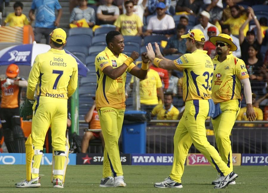 Brief Scores: Chennai Super Kings 180/2 (Ambati Rayudu 100 not out, Shane Watson 57; Sandeep Sharma 1/36) beat Sunrisers Hyderabad (Shikhar Dhawan 79, Kane Williamson 51; Shardul Thakur 2/32) by eight wickets. Ambati Rayudu,Shane Watson,MS Dhoni,Sunrisers Hyderabad,Chennai Super Kings,Chennai Super Kings beats Sunrisers Hyderabad,CSK,CSK beats SRH,Indian Premier League,Indian Premier League pics,IPL 2018