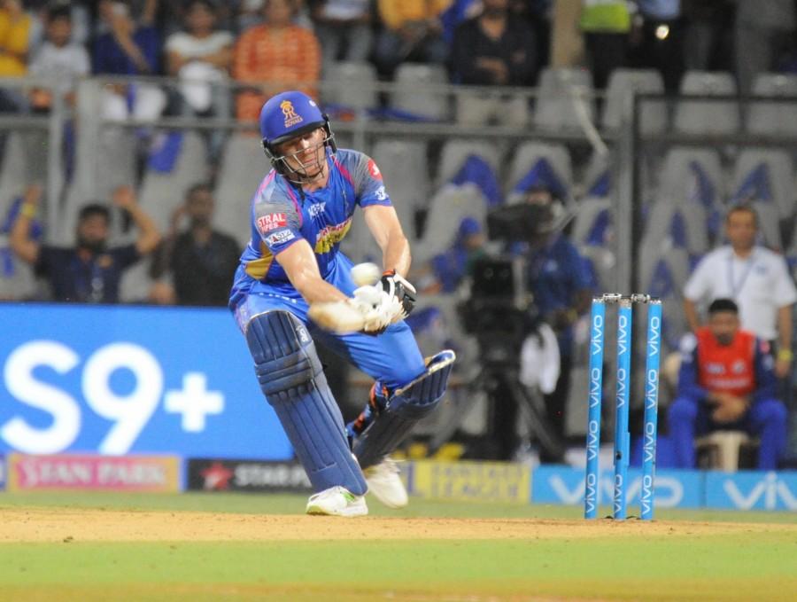 Brief scores: Mumbai Indians: 168/6 in 20 overs (Evin Lewis 60, Suryakumar Yadav 38, Hardik Pandya 36; Jofra Archer 2/16, Ben Stokes 2/26) vs Rajasthan Royals: 171/3 in 18 overs (Jos Buttler 94 not out, Ajinkya Rahane 37; Hardik Pandya 2/52). Jos Buttler,Rajasthan Royals,Rajasthan Royals beats Mumbai Indians,Mumbai Indians,Indian Premier League,Indian Premier League 2018,IPL,IPL 2018,IPL pics,IPL images