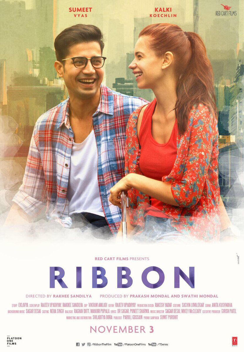 4) Ribbon: Sumeet Vyas and Kalki Koechlin starrer Ribbon is a film audiences all over associate with. It is a story of challenges, new parents face. The film is directed by Rakhee Sandilya and is 109 minutes long. Sumeet and Kalki's chemistry on screen is notable. The film released in November 2017. Hope Aur Hum,102 Not Out,Omerta,Meri Nimmo,Haraamkhor,Gurgaon,Newton,Trapped,Ribbon,short format films