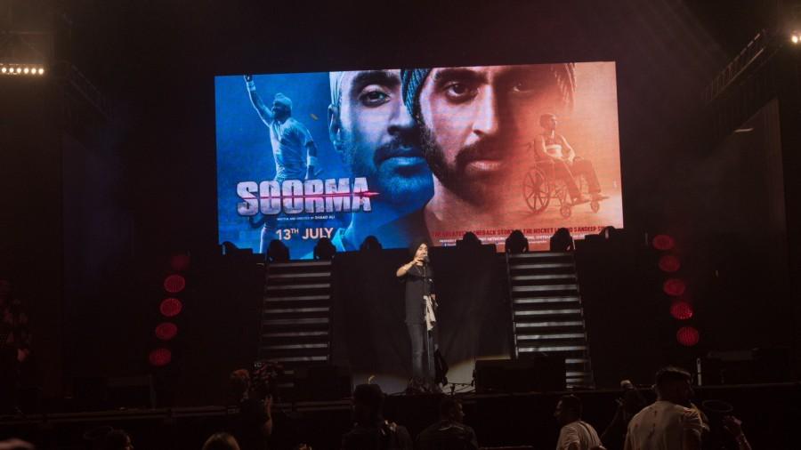 Soorma is a biopic made on Sandeep Singh who is a hockey legend and the ex-Captain of the Indian National Hockey Team. Sandeep, regarded as one of the world's most dangerous drag-flickers, has given many a golden moment to Indian hockey. Diljit Dosanjh,Diljit Dosanjh soorma,Soorma,Soorma poster,Soorma movie poster,Soorma new poster,Sandeep Singh,Birmingham Arena,Diljit Dosanjh sandeep singh