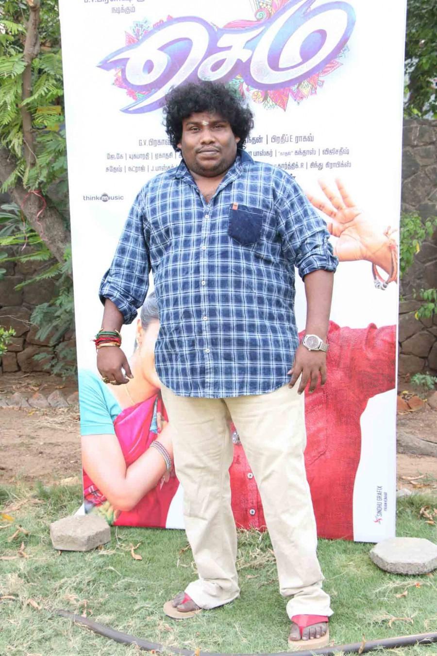 Yogi Babu poses for photographers on his arrival at Semma movie press meet in Chennai. Semma,Semma movie press meet,Semma press meet,Semma press meet pics,GV Prakash Kumar,Arthana Binu,Pandiraj,Yogi Babu,Ravichandran,Semma press meet images,Semma press meet stills