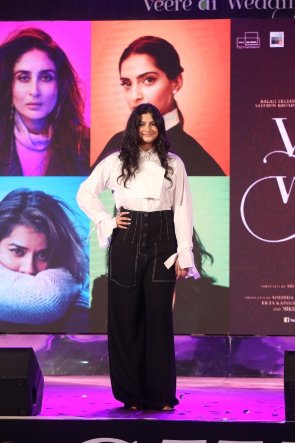 Producer Rhea Kapoor at the music launch of her upcoming film "Veere Di Wedding" in Mumbai on May 22, 2018. Sonam Kapoor Ahuja,Kareena Kapoor Khan,Shikha Talsania,Veere Di Wedding,Veere Di Wedding music launch,Veere Di Wedding music launch pics,Veere Di Wedding music launch images