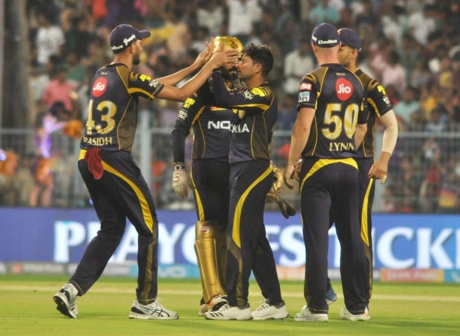 Skipper Dinesh Karthik (52) led from the front as Andre Russell (49 not out), Piyush Chawla (2/24) and Kuldeep Yadav (1/18) starred with bat and ball to help Kolkata Knight Riders (KKR) see off Rajasthan Royals (RR) by 25 runs and reach Qualifier 2 of the Indian Premier League (IPL) here on Wednesday. KKR will now meet Sunrisers Hyderabad (SRH) here on Friday to decide who faces Chennai Super Kings (CSK) in the final on Sunday. Despite early hiccups, KKR posted 169/7 in 20 overs riding Russell's big hitting late on after Karthik had set the tone for the two-time champions at the Eden Gardens here. In reply, Royals could manage 144/4 even after Sanju Samson's belligerent 38-ball 50, containing four fours and two sixes and captain Ajinkya Rahane (46; 41b 4x4 1x6) kept their team in the hunt with a 62-run partnership off 54 balls for the second wicket. With 74 needed from 48 balls, chinaman Kuldeep got rid of Rahane in the 15th over with Chawla then sending Samson back after he brought up his half century in 37 balls. With the required run rate climbing up and set batsmen out, Royals, who have a thin middle order, could never recover. Kolkata Knight Riders beat Rajasthan Royals,KKR beats RR,KKR,RR,Dinesh Karthik,Andre Russell,Piyush Chawla,Kuldeep Yadav