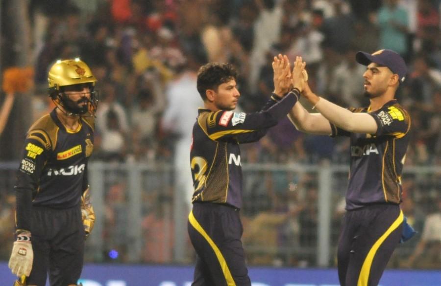 Rahul Tripathi (20; 13b; 1x4, 2x6) helped Royals to a brisk start by tonking Russell (0/22) for a six in the first over and thereafter smacking the usually economical Sunil Narine (0/39) for two back-to-back sixes in the fifth over. Rahane looked in effervescent touch at the other end, pulling and cutting M. Prasidh Krishna flawlessly in the fourth over after surviving a review when he was given out lbw by the umpire off Chawla on 14, two overs earlier. Royals were 47/0 inside five overs before Tripathi -- who also survived a review -- inexplicably chipped a googly back to Chawla for a soft dismissal. Kolkata Knight Riders beat Rajasthan Royals,KKR beats RR,KKR,RR,Dinesh Karthik,Andre Russell,Piyush Chawla,Kuldeep Yadav